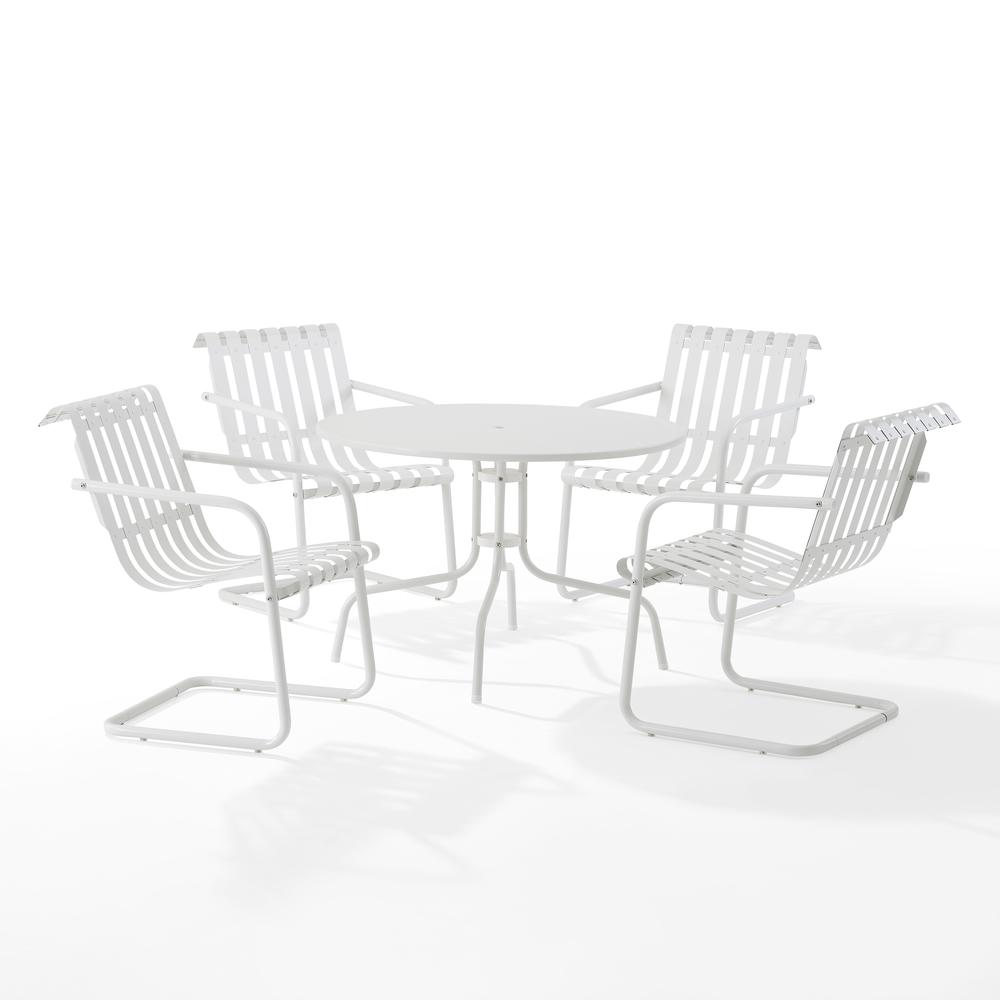 Gracie 5Pc Outdoor Metal Dining Set White Satin - Dining Table & 4 Armchairs. Picture 8