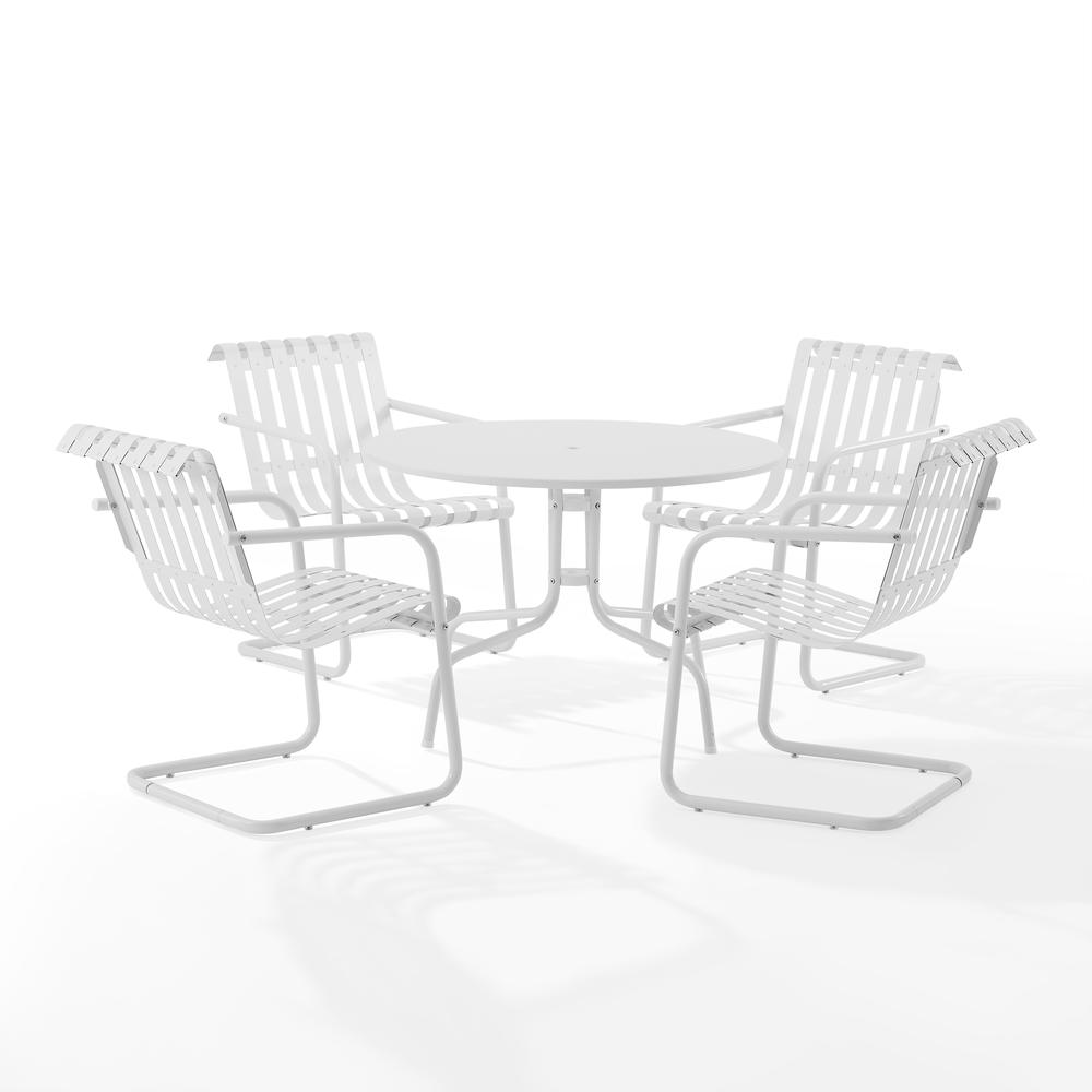 Gracie 5Pc Outdoor Metal Dining Set White Satin - Dining Table & 4 Armchairs. Picture 9