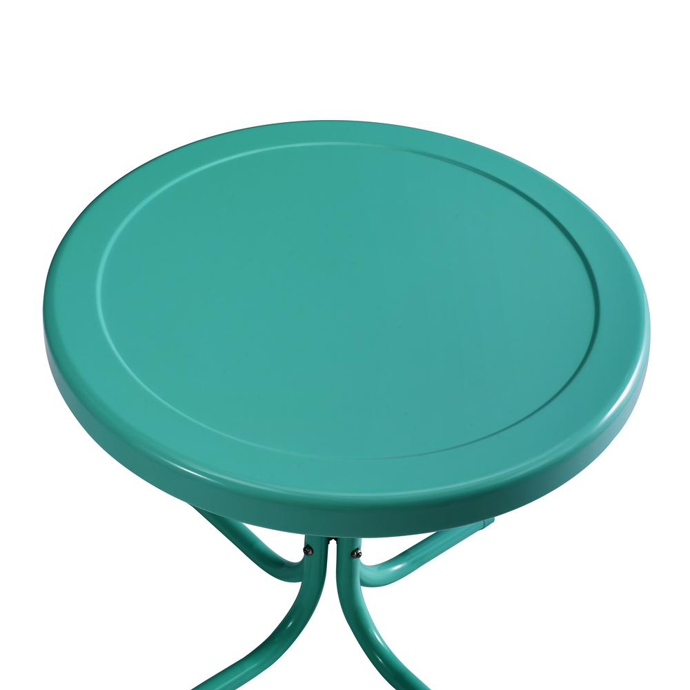 Bates 3Pc Outdoor Metal Armchair Set Turquoise Gloss - Side Table & 2 Armchairs. Picture 7