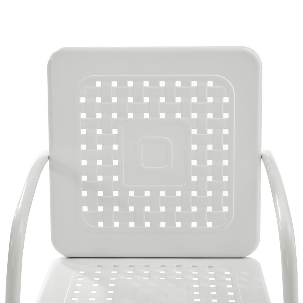 Bates 3Pc Outdoor Metal Armchair Set White Gloss/White Satin - Side Table & 2 Armchairs. Picture 6