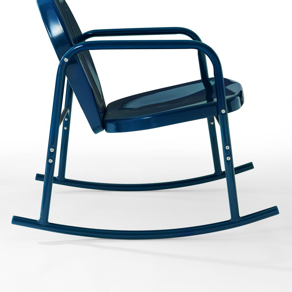 Griffith 3Pc Outdoor Metal Rocking Chair Set Navy Gloss - Side Table & 2 Rocking Chairs. Picture 8