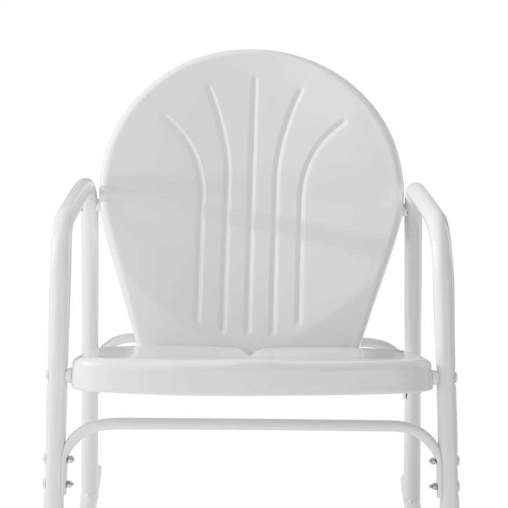 Griffith 3Pc Outdoor Metal Rocking Chair Set White Gloss/White Satin - Side Table & 2 Rocking Chairs. Picture 11