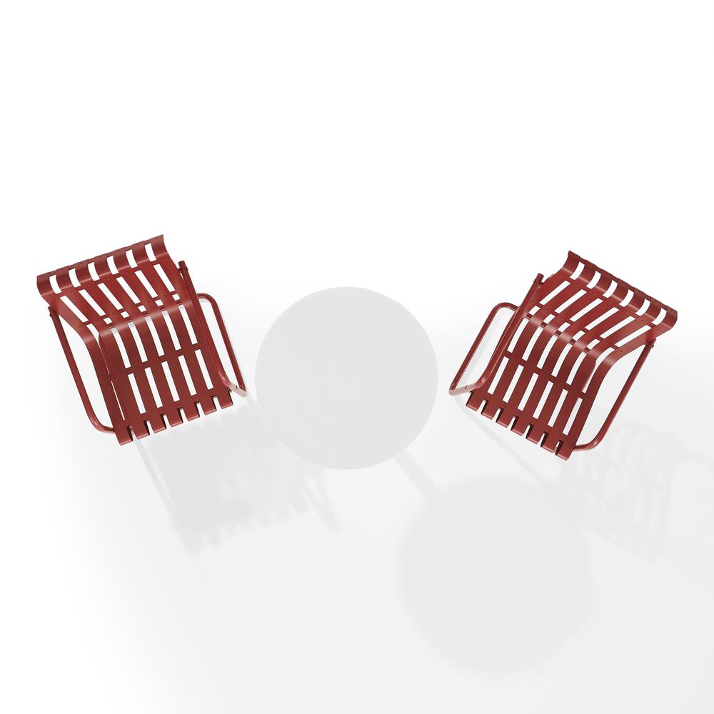 Gracie 3Pc Outdoor Metal Bistro Set Dark Red  Satin/White Satin - Bistro Table & 2 Armchairs. Picture 3