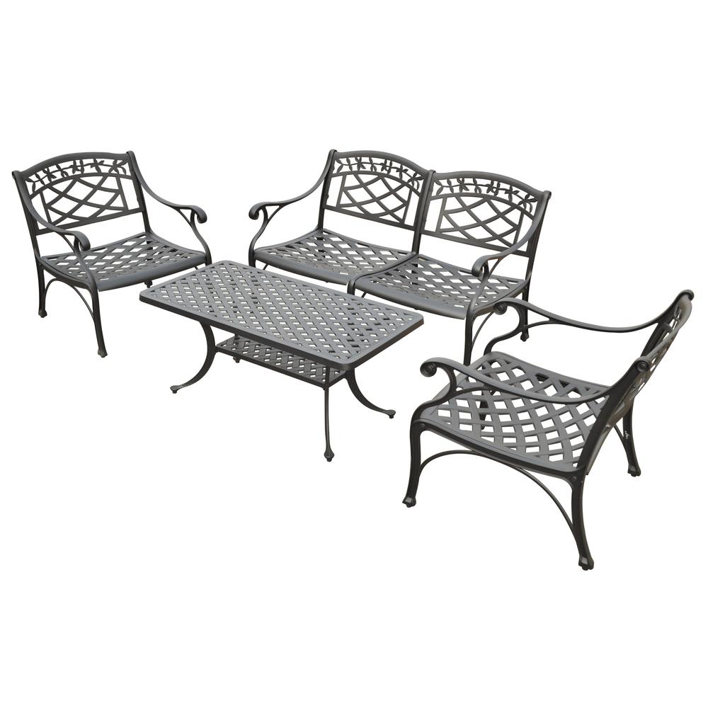 Sedona 4Pc Outdoor Conversation Set Black - Loveseat, 2 Club Chairs, Coffee Table. Picture 3