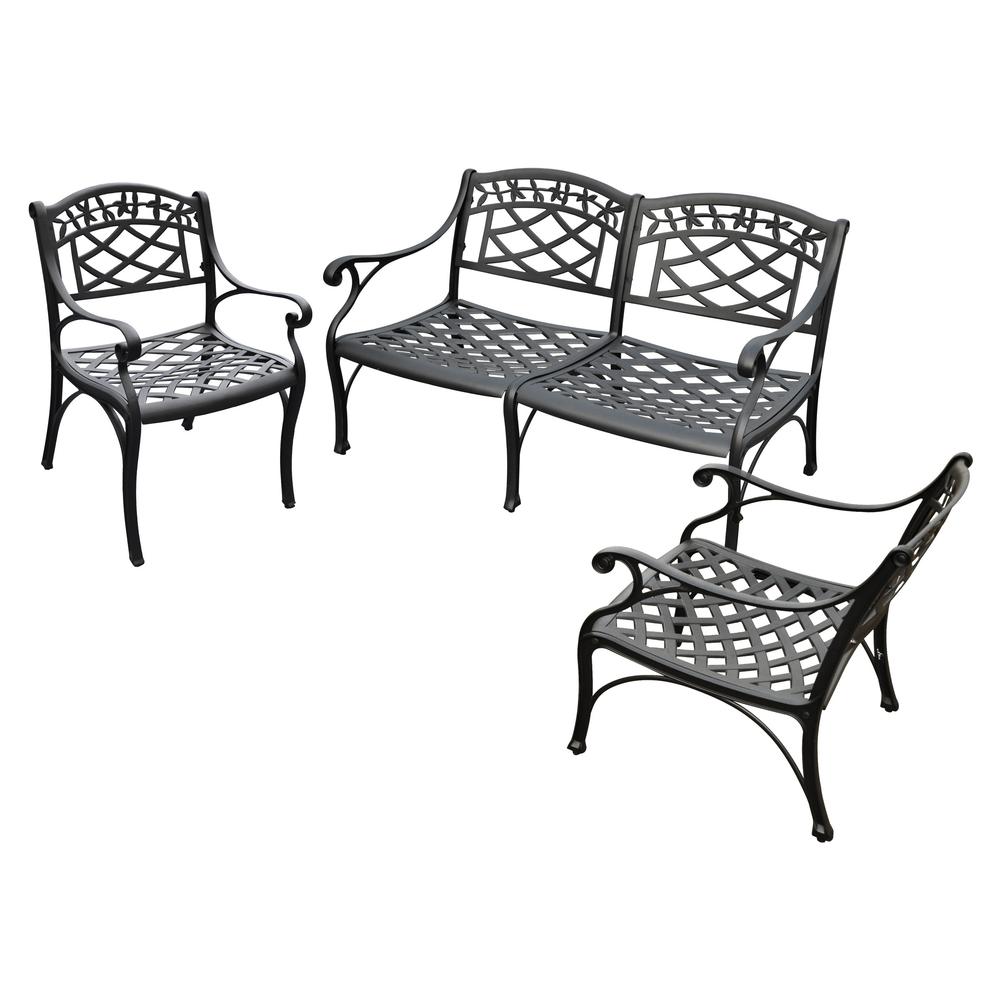 Sedona 3Pc Outdoor Conversation Set Black - Loveseat, 2 Club Chairs. Picture 2