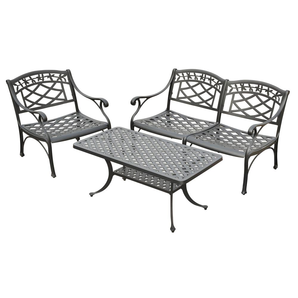 Sedona 3Pc Outdoor Conversation Set Black - Loveseat, Club Chair, Coffee Table. Picture 3