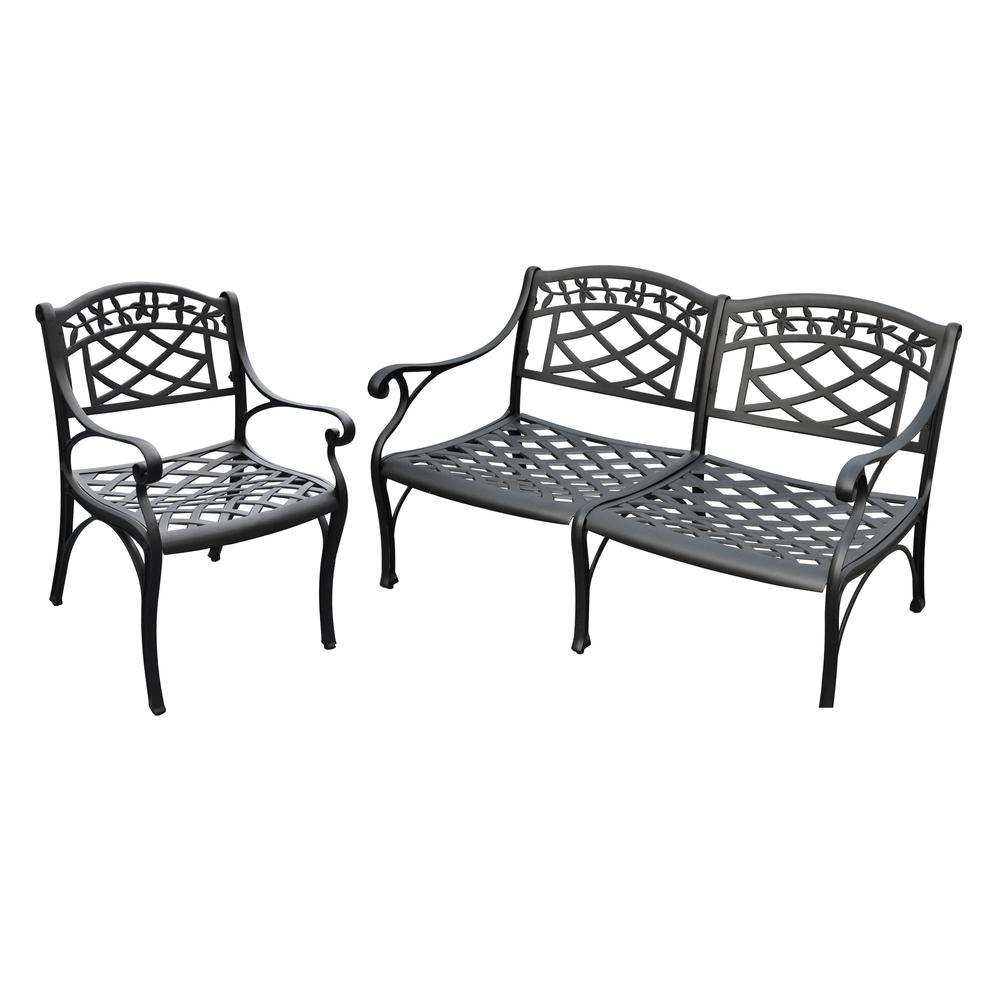 Sedona 2Pc Outdoor Conversation Set Black - Loveseat, Club Chair. Picture 2