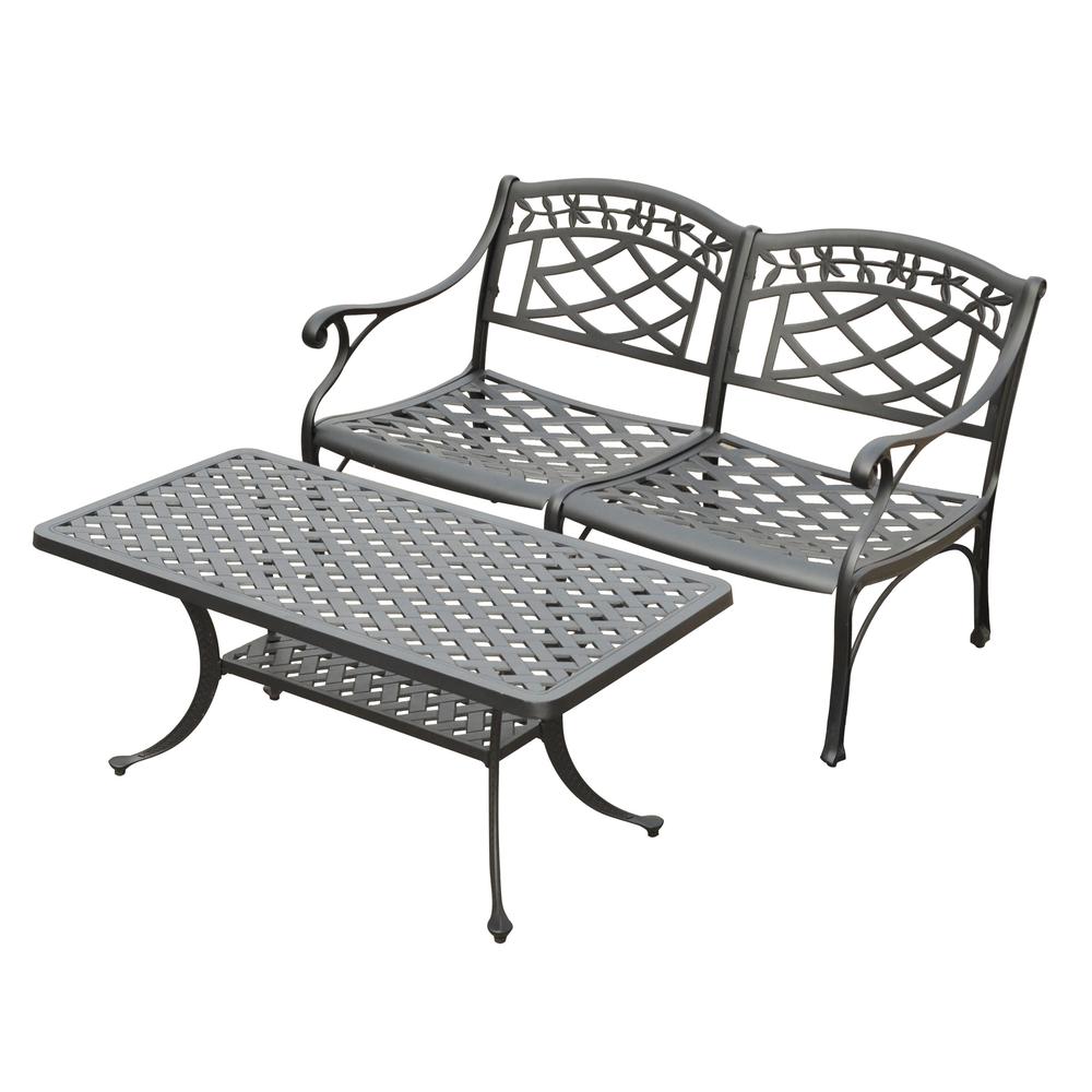 Sedona 2Pc Outdoor Chat Set Black - Loveseat, Cocktail Table. Picture 3