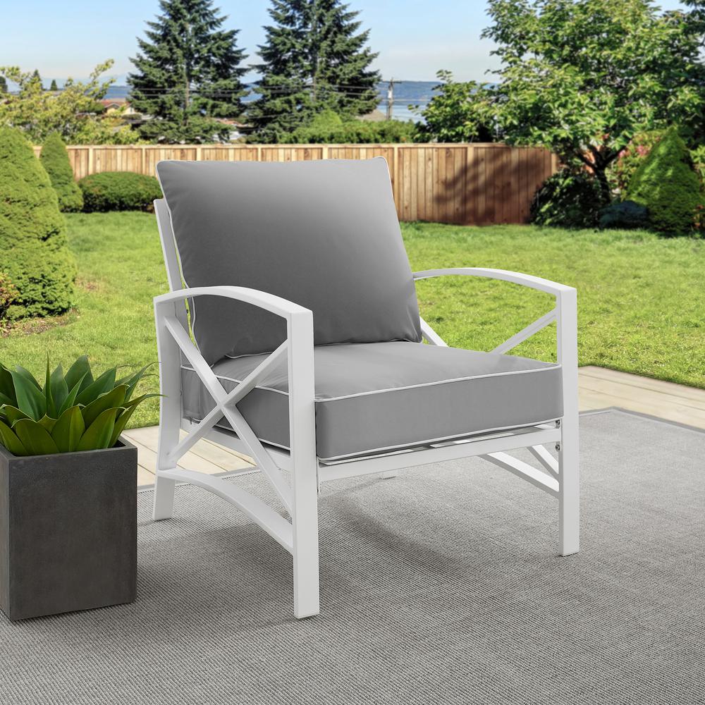 Kaplan Outdoor Metal Armchair Gray/White. Picture 2