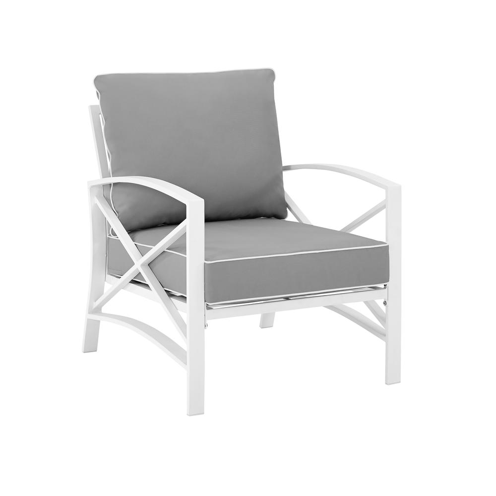 Kaplan Outdoor Metal Armchair Gray/White. Picture 4