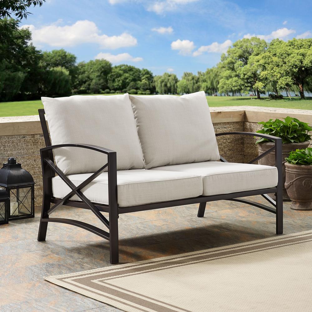 Kaplan Outdoor Metal Loveseat Oatmeal/Oil Rubbed Bronze. Picture 2