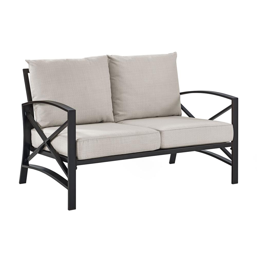 Kaplan Outdoor Metal Loveseat Oatmeal/Oil Rubbed Bronze. Picture 4