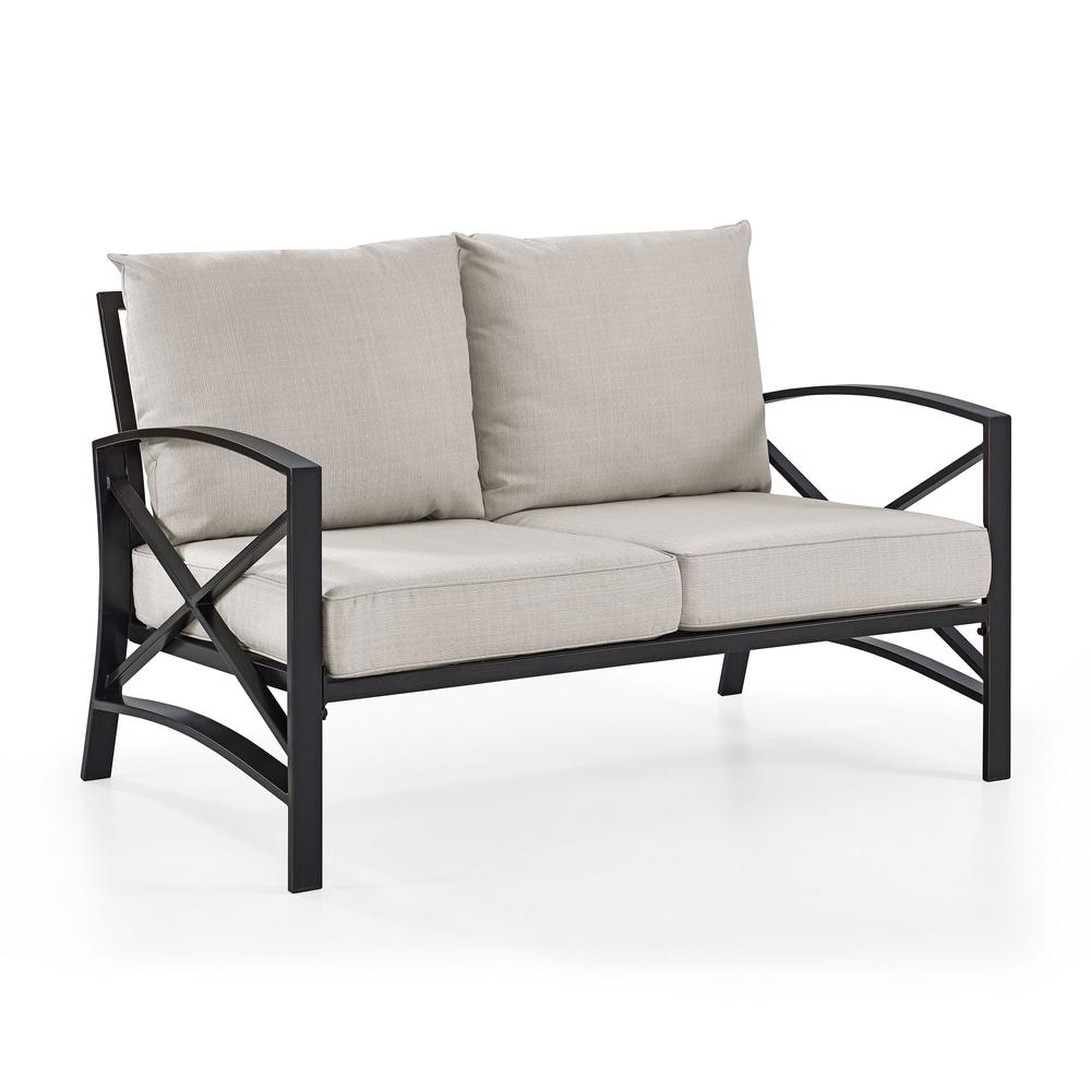 Kaplan Outdoor Metal Loveseat Oatmeal/Oil Rubbed Bronze. Picture 1