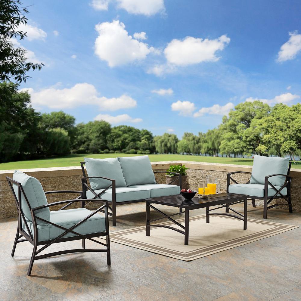 Kaplan 4Pc Outdoor Metal Conversation Set Mist/Oil Rubbed Bronze - Loveseat, Coffee Table, & Two Chairs. Picture 2