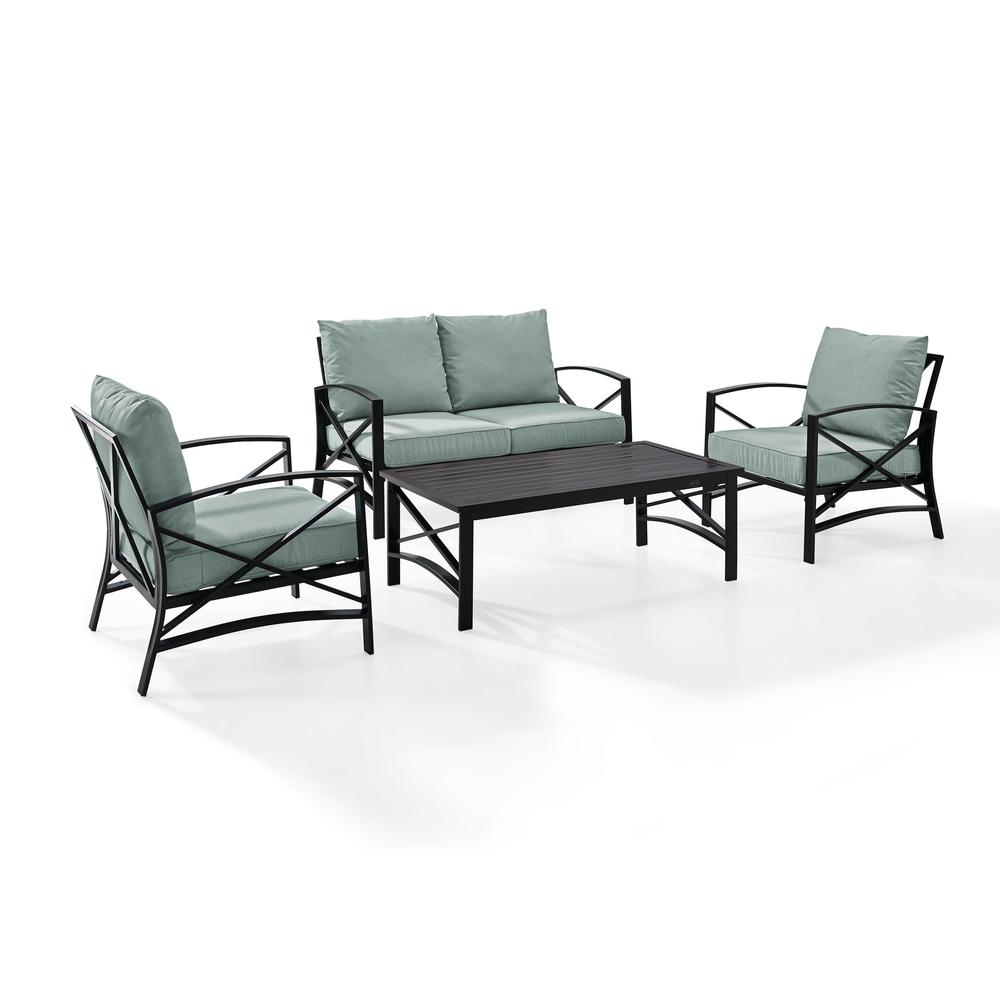 Kaplan 4Pc Outdoor Metal Conversation Set Mist/Oil Rubbed Bronze - Loveseat, Coffee Table, & Two Chairs. Picture 1