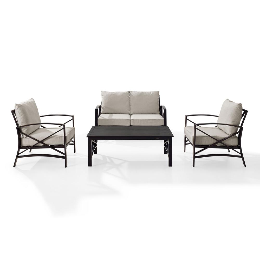 Kaplan 4Pc Outdoor Metal Conversation Set Oatmeal/Oil Rubbed Bronze - Loveseat, Coffee Table, & Two Chairs. Picture 6
