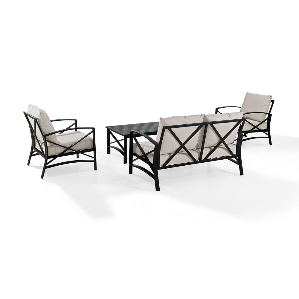 Kaplan 4Pc Outdoor Metal Conversation Set Oatmeal/Oil Rubbed Bronze - Loveseat, Coffee Table, & Two Chairs. Picture 7