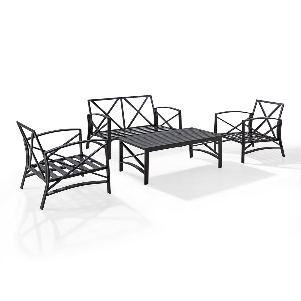 Kaplan 4Pc Outdoor Metal Conversation Set Oatmeal/Oil Rubbed Bronze - Loveseat, Coffee Table, & Two Chairs. Picture 8