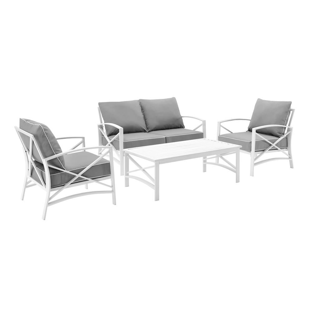 Kaplan 4Pc Outdoor Metal Conversation Set Gray/White - Loveseat, Coffee Table, &Two Chairs. Picture 4