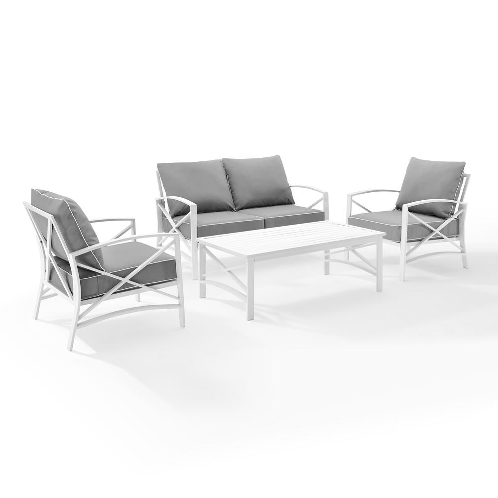 Kaplan 4Pc Outdoor Metal Conversation Set Gray/White - Loveseat, Coffee Table, &Two Chairs. Picture 5
