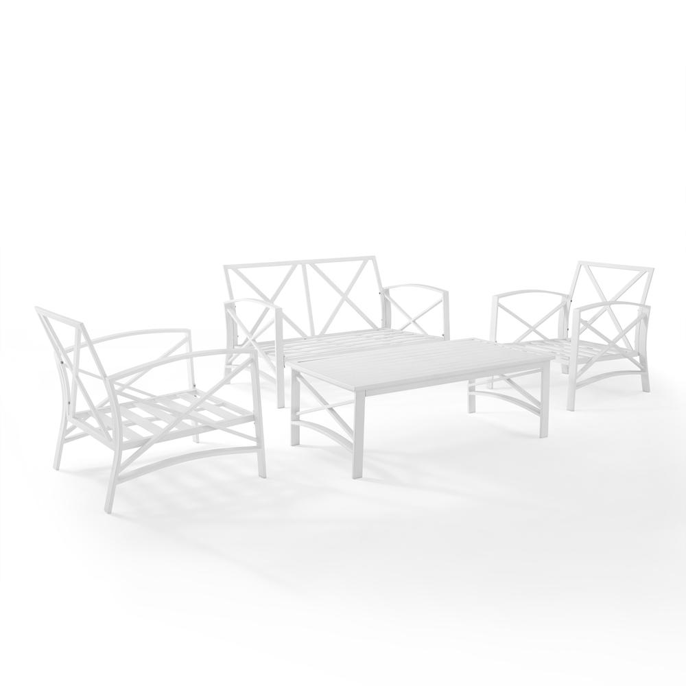 Kaplan 4Pc Outdoor Metal Conversation Set Gray/White - Loveseat, Coffee Table, &Two Chairs. Picture 6