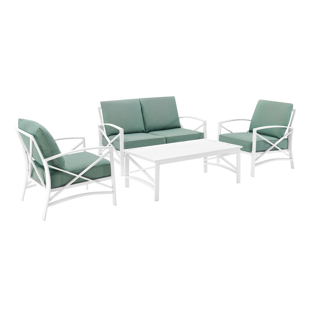 Kaplan 4Pc Outdoor Conversation Set Mist/White - Loveseat, Two Chairs, Coffee Table. Picture 4