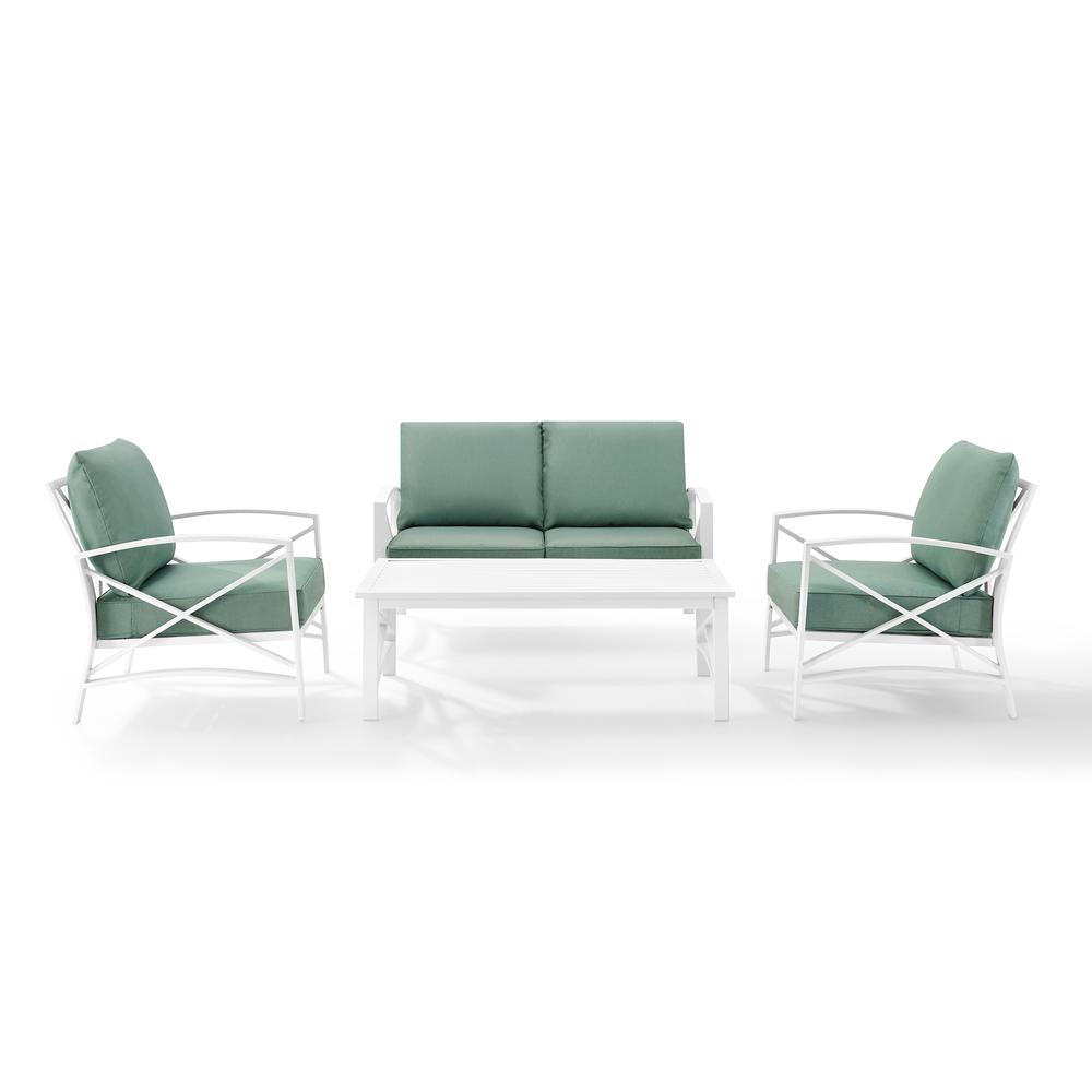 Kaplan 4Pc Outdoor Conversation Set Mist/White - Loveseat, Two Chairs, Coffee Table. Picture 1