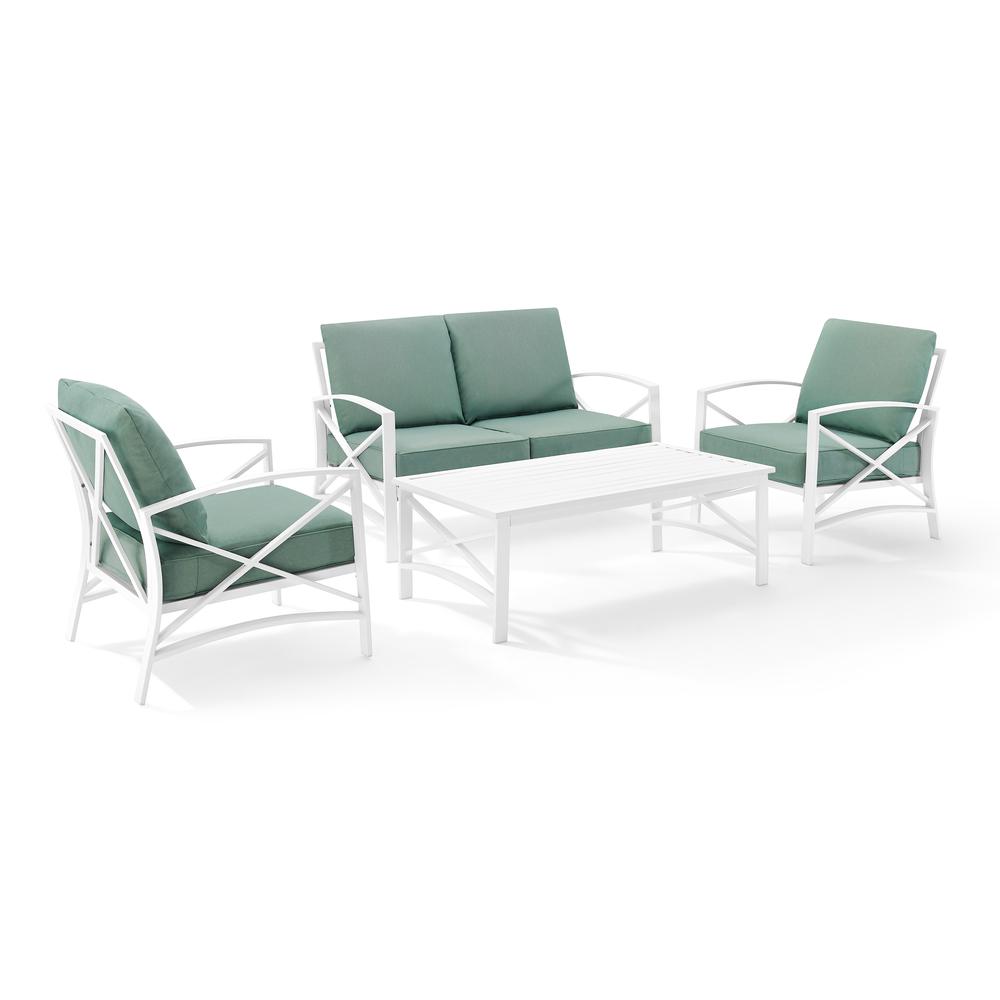 Kaplan 4Pc Outdoor Conversation Set Mist/White - Loveseat, Two Chairs, Coffee Table. Picture 6