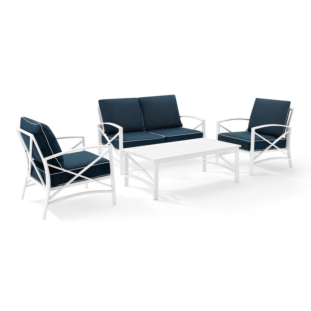Kaplan 4Pc Outdoor Conversation Set Navy/White - Loveseat, Two Chairs, Coffee Table. Picture 5