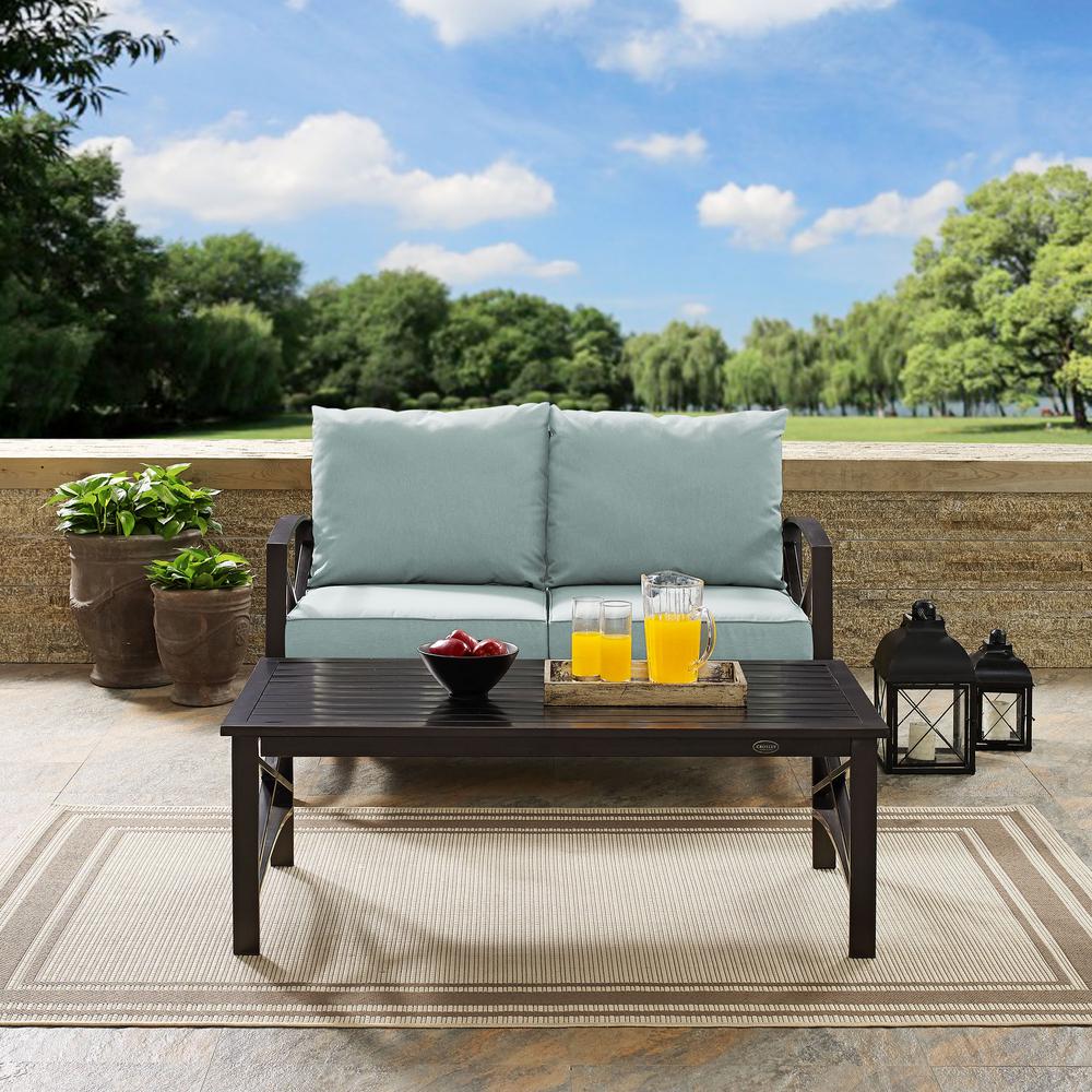 Kaplan 2Pc Outdoor Metal Conversation Set Mist/Oil Rubbed Bronze - Loveseat & Coffee Table. Picture 3