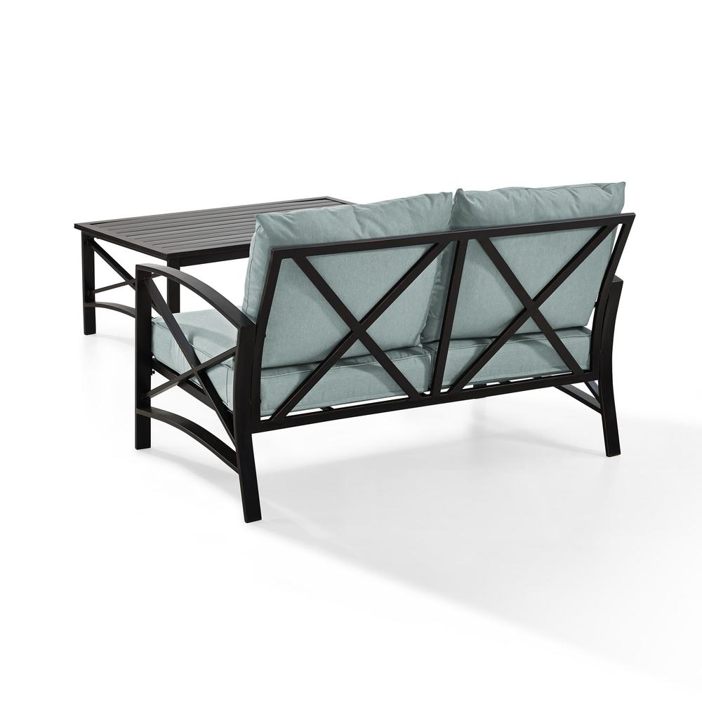 Kaplan 2Pc Outdoor Metal Conversation Set Mist/Oil Rubbed Bronze - Loveseat & Coffee Table. Picture 6