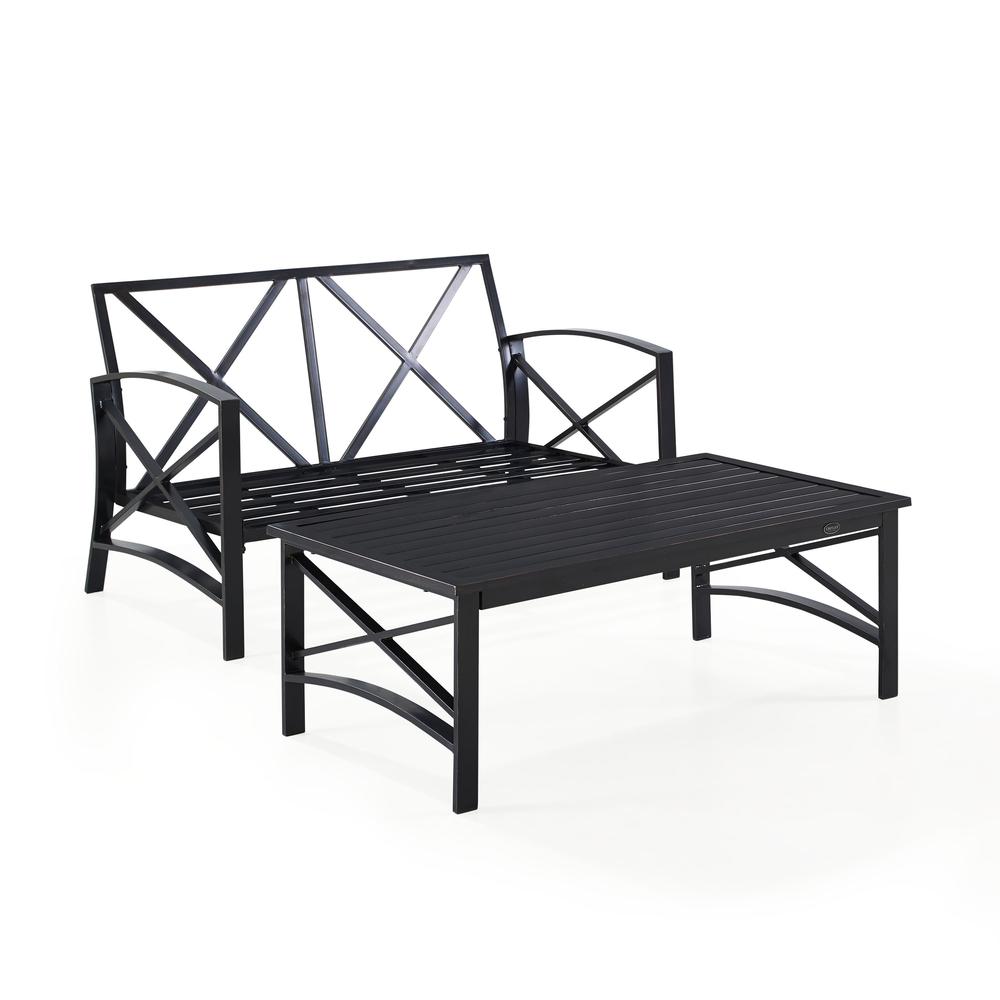 Kaplan 2Pc Outdoor Metal Conversation Set Mist/Oil Rubbed Bronze - Loveseat & Coffee Table. Picture 7