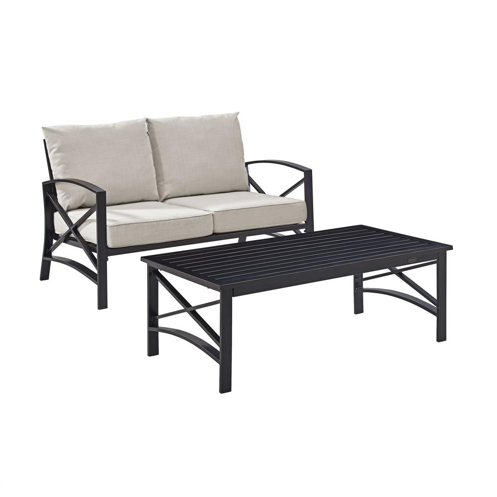Kaplan 2Pc Outdoor Chat Set Oatmeal/Oil Rubbed Bronze - Loveseat, Coffee Table. Picture 4