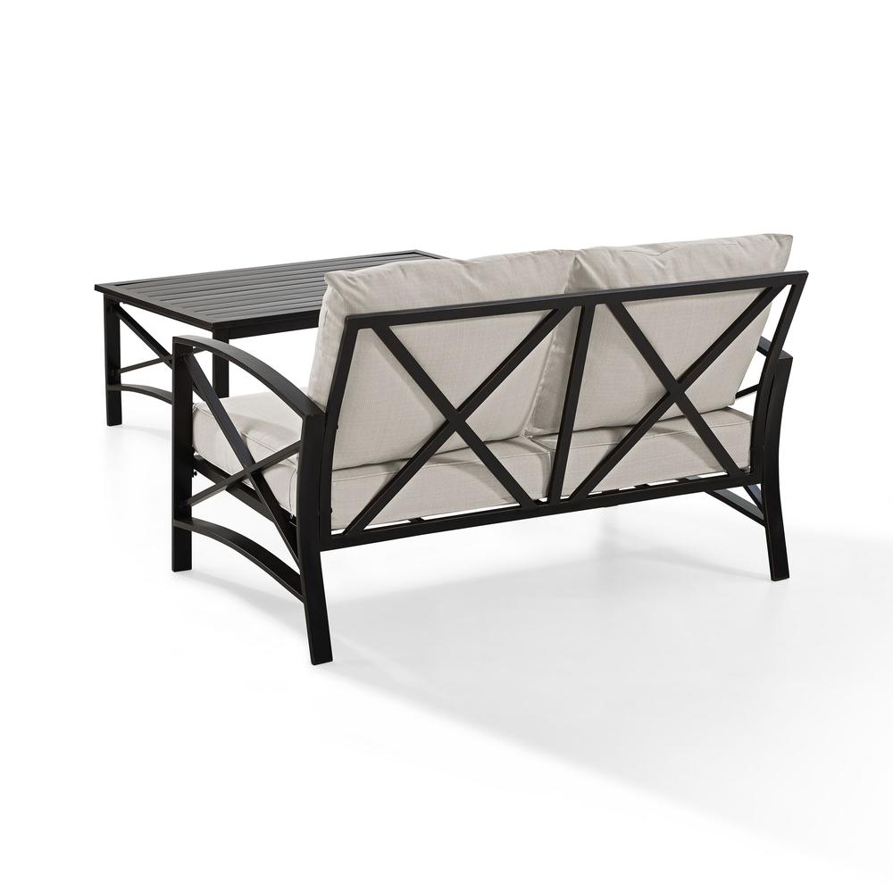 Kaplan 2Pc Outdoor Metal Conversation Set Oatmeal/Oil Rubbed Bronze - Loveseat & Coffee Table. Picture 6