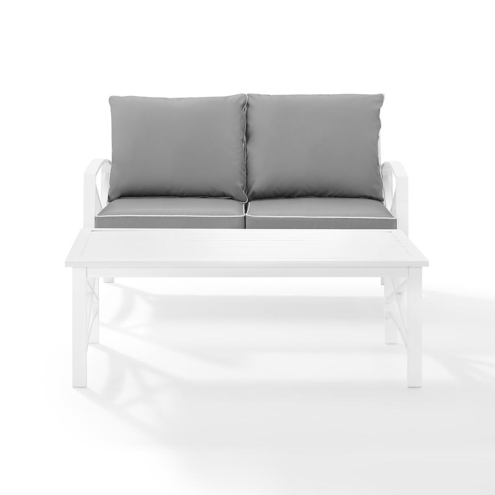 Kaplan 2Pc Outdoor Metal Conversation Set Gray/White - Loveseat & Coffee Table. Picture 1