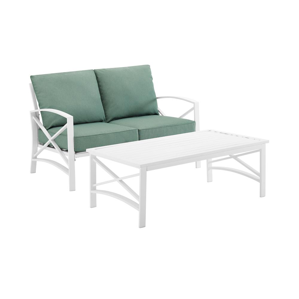 Kaplan 2Pc Outdoor Chat Set Mist/White - Loveseat, Coffee Table. Picture 4