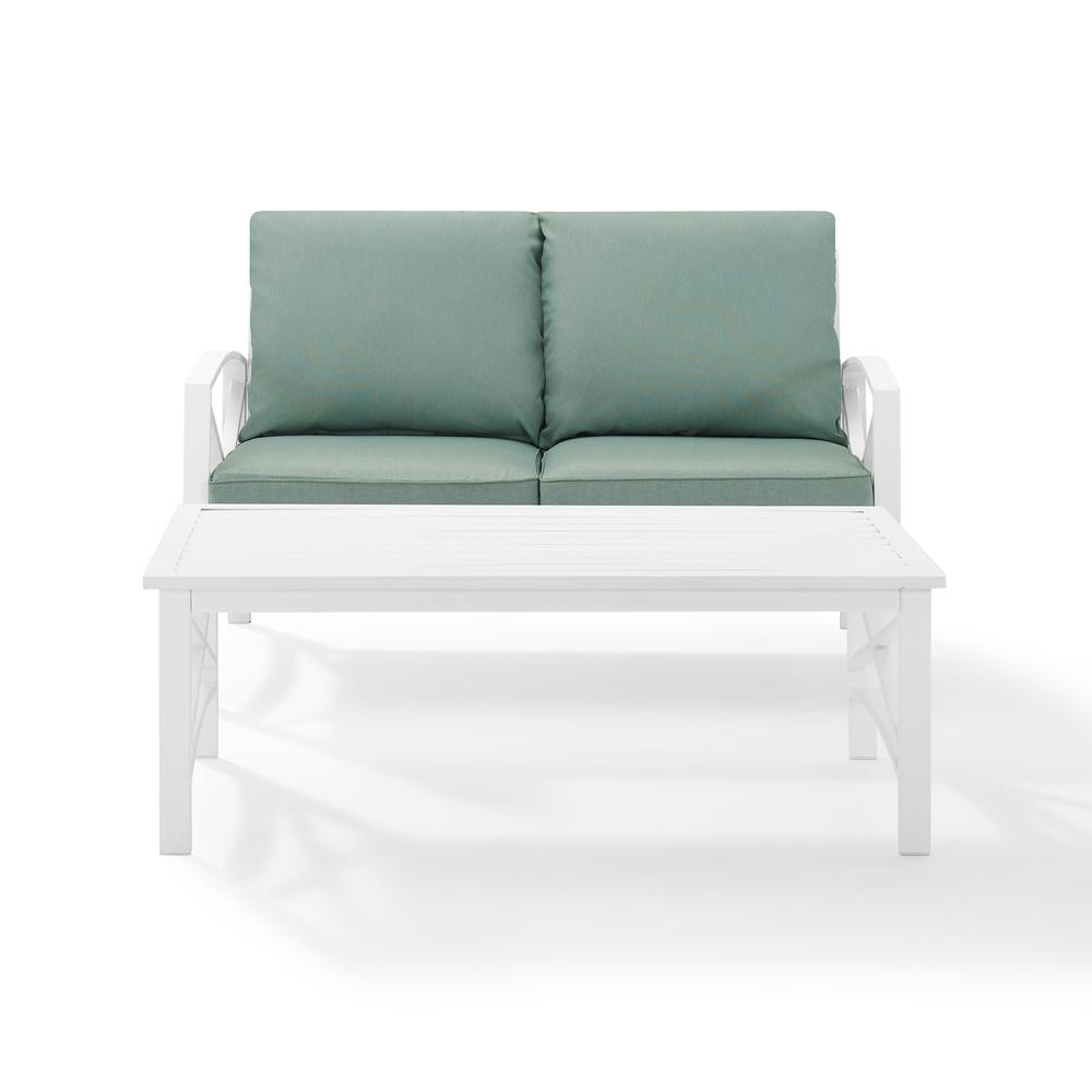 Kaplan 2Pc Outdoor Chat Set Mist/White - Loveseat, Coffee Table. Picture 1