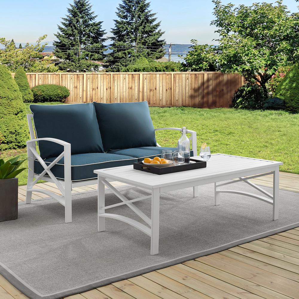 Kaplan 2Pc Outdoor Chat Set Navy/White - Loveseat, Coffee Table. Picture 2