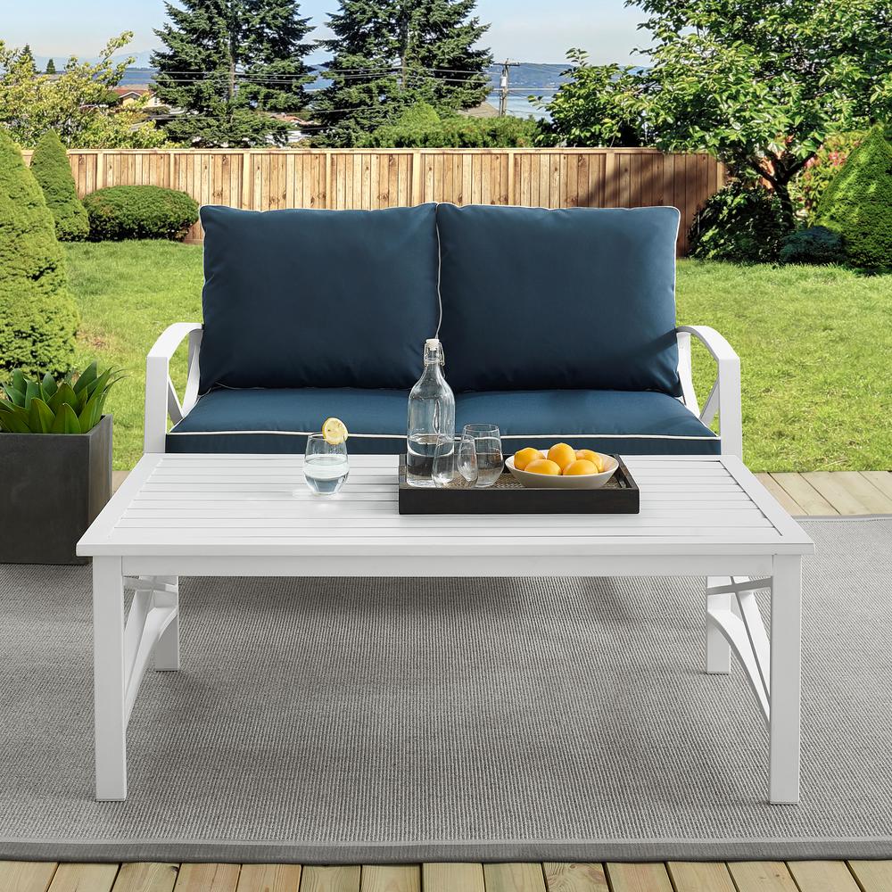 Kaplan 2Pc Outdoor Chat Set Navy/White - Loveseat, Coffee Table. Picture 3