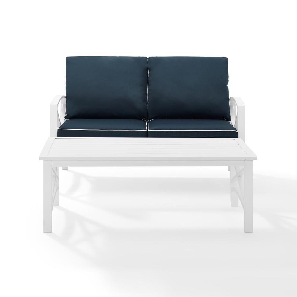 Kaplan 2Pc Outdoor Chat Set Navy/White - Loveseat, Coffee Table. The main picture.