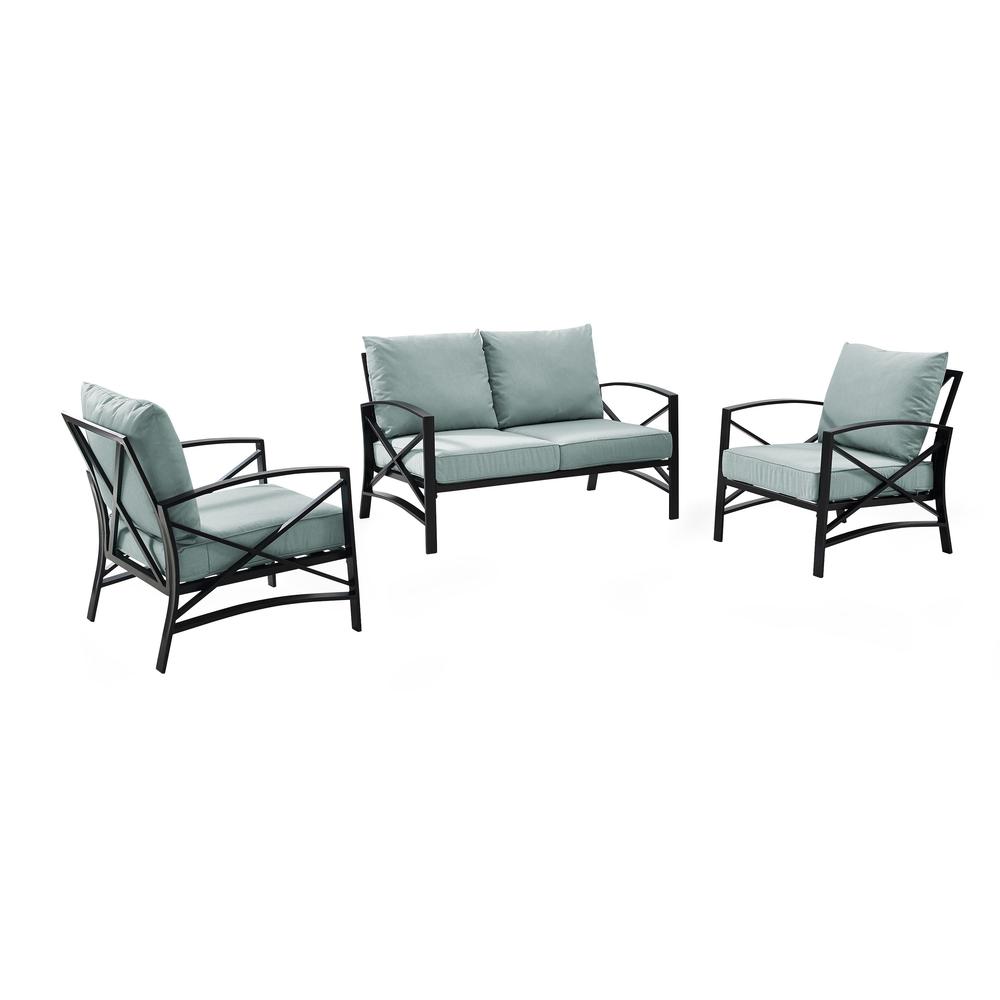 Kaplan 3Pc Outdoor Metal Conversation Set Mist/Oil Rubbed Bronze - Loveseat & 2 Chairs. Picture 4