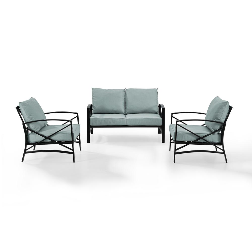 Kaplan 3Pc Outdoor Conversation Set Mist/Oil Rubbed Bronze - Loveseat, 2 Chairs. Picture 6
