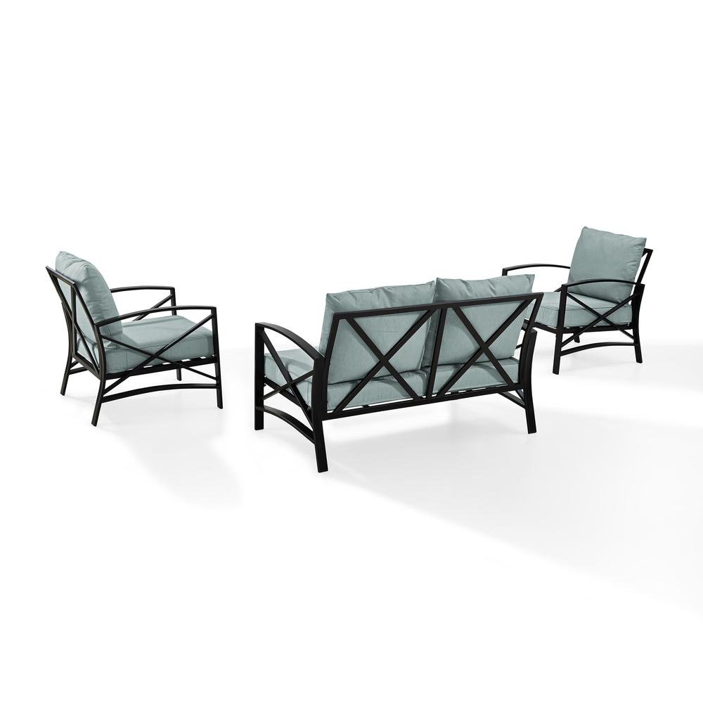 Kaplan 3Pc Outdoor Metal Conversation Set Mist/Oil Rubbed Bronze - Loveseat & 2 Chairs. Picture 7