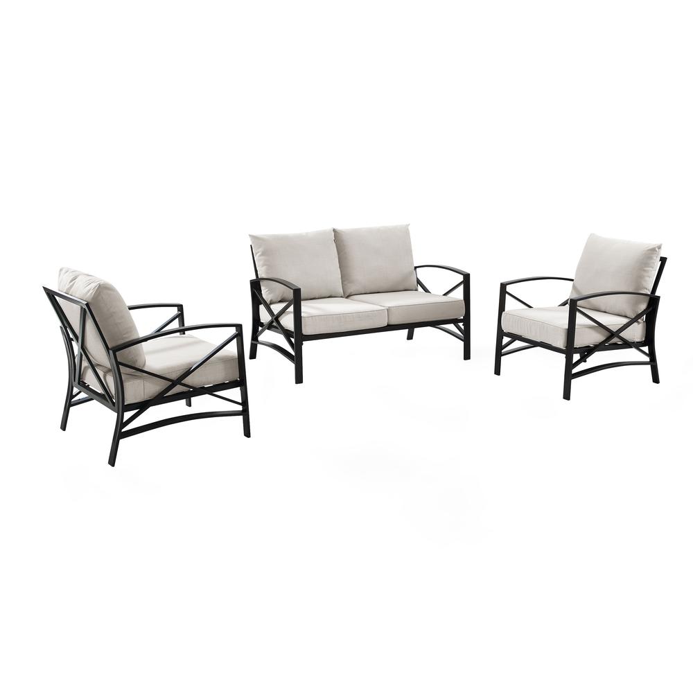 Kaplan 3Pc Outdoor Conversation Set Oatmeal/Oil Rubbed Bronze - Loveseat, 2 Chairs. Picture 4