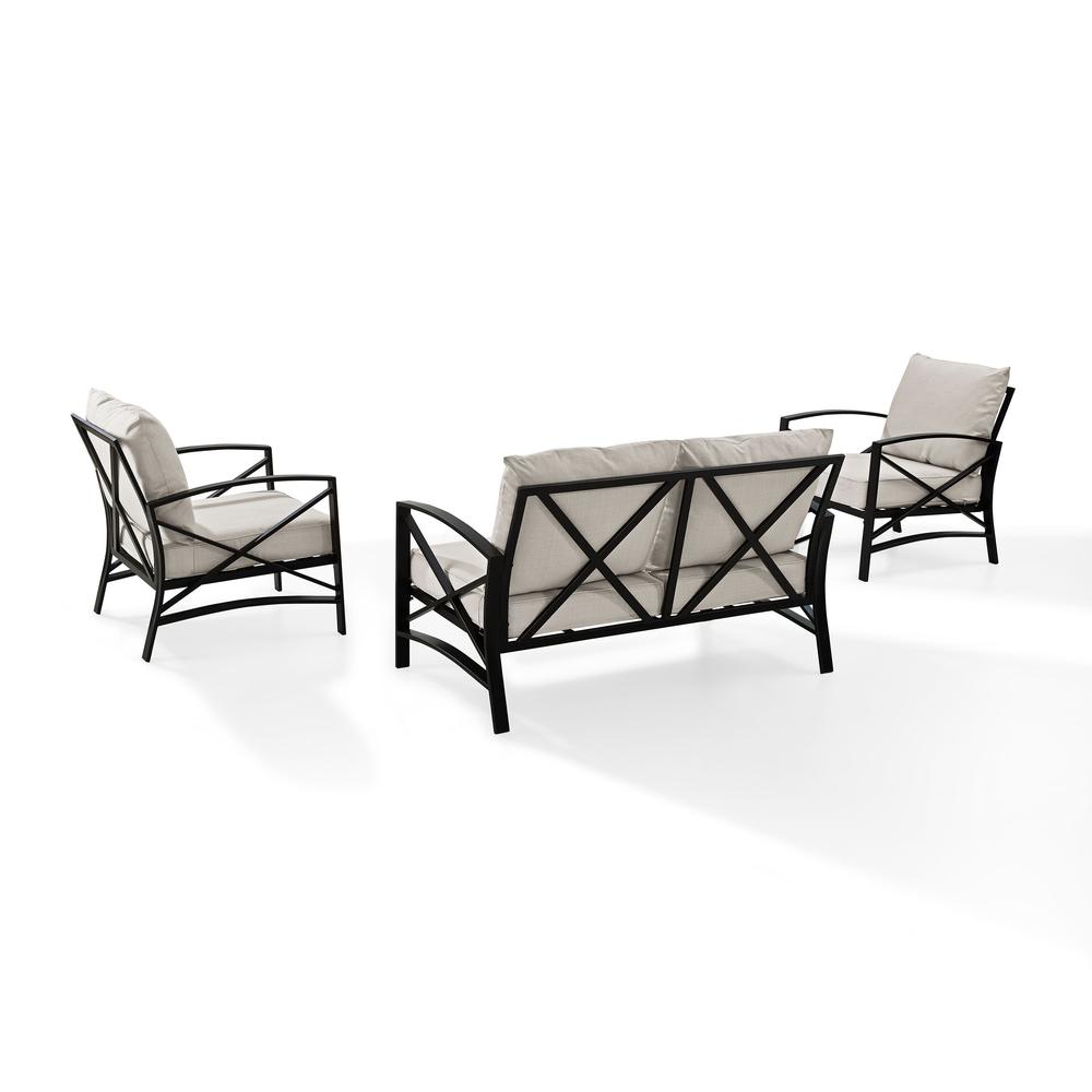 Kaplan 3Pc Outdoor Metal Conversation Set Oatmeal/Oil Rubbed Bronze - Loveseat & 2 Chairs. Picture 7