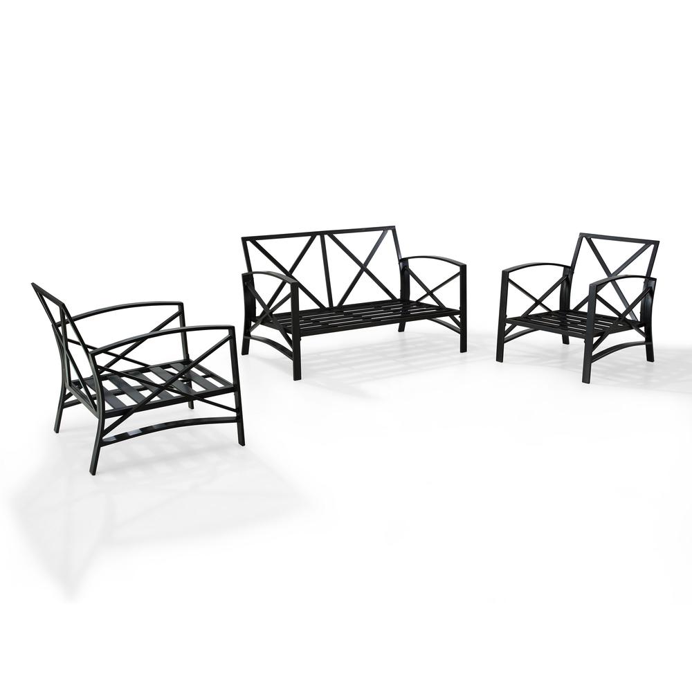 Kaplan 3Pc Outdoor Metal Conversation Set Oatmeal/Oil Rubbed Bronze - Loveseat & 2 Chairs. Picture 8