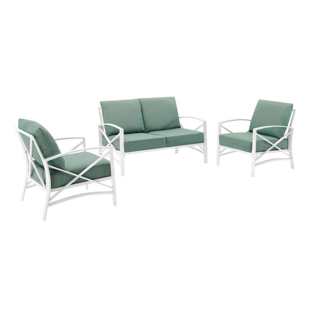 Kaplan 3Pc Outdoor Metal Conversation Set Mist/White - Loveseat & 2 Chairs. Picture 4