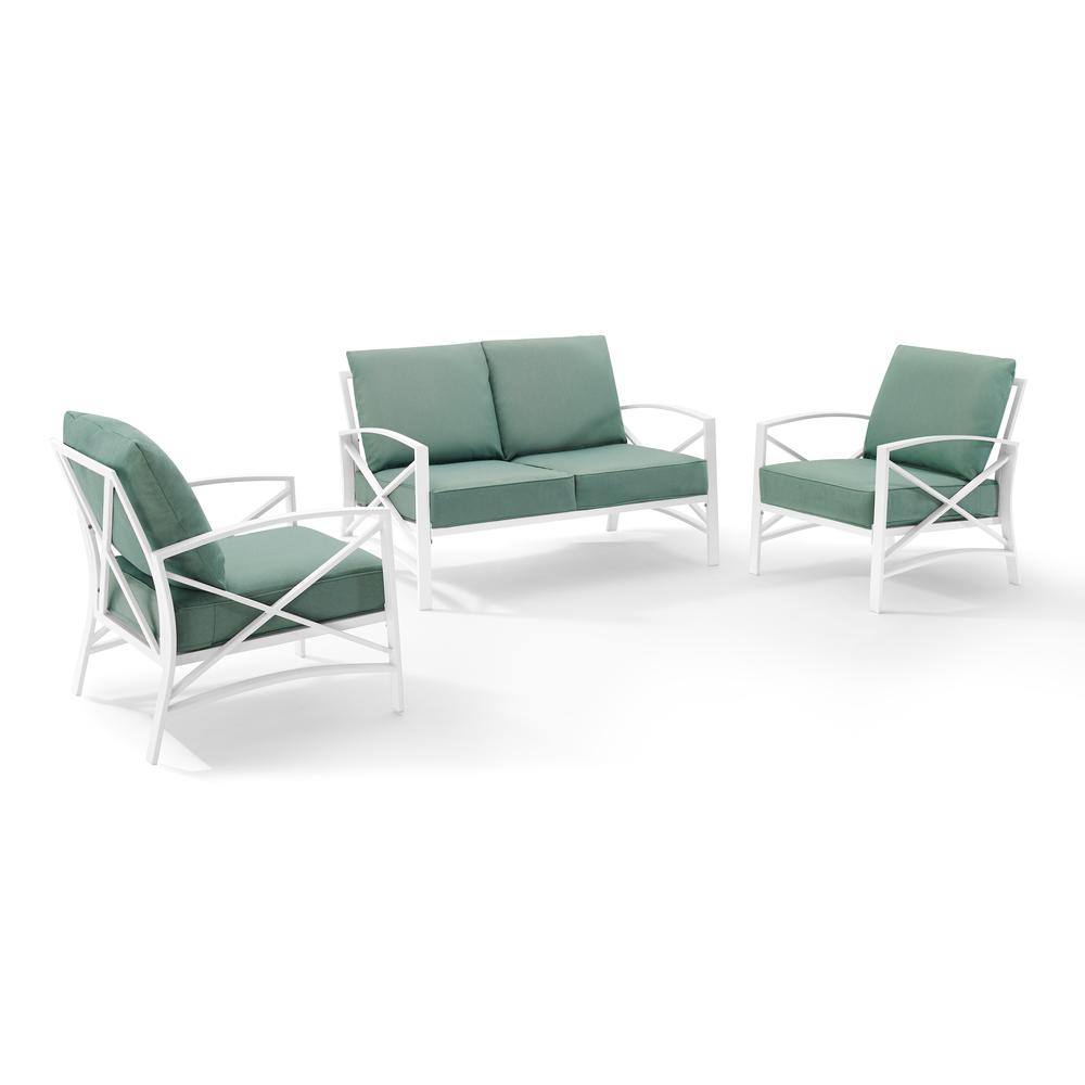 Kaplan 3Pc Outdoor Metal Conversation Set Mist/White - Loveseat & 2 Chairs. Picture 6