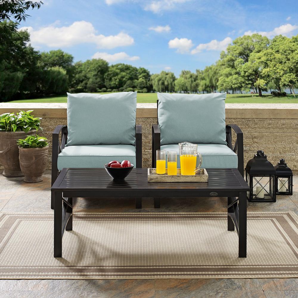 Kaplan 3Pc Outdoor Metal Armchair Set Mist/Oil Rubbed Bronze - Coffee Table & 2 Chairs. Picture 3