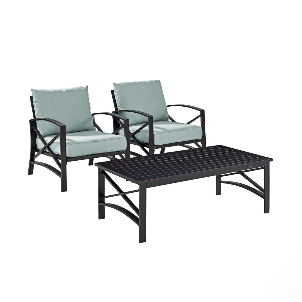 Kaplan 3Pc Outdoor Metal Armchair Set Mist/Oil Rubbed Bronze - Coffee Table & 2 Chairs. Picture 4